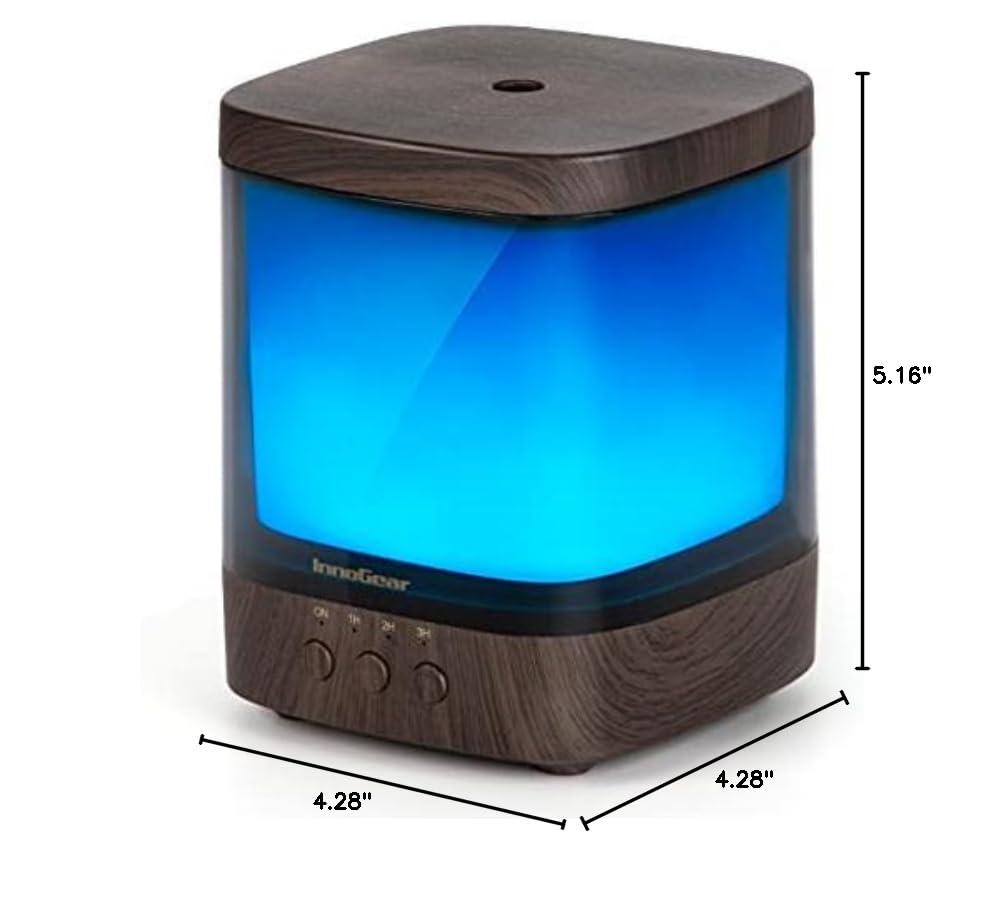InnoGear Diffusers for Essential Oils, 300ml Oil Diffuser Aromatherapy Diffusers Aroma Ultrasonic Cool Mist Humidifier 4 Timers Color Changing Lights Auto-Off, Dark