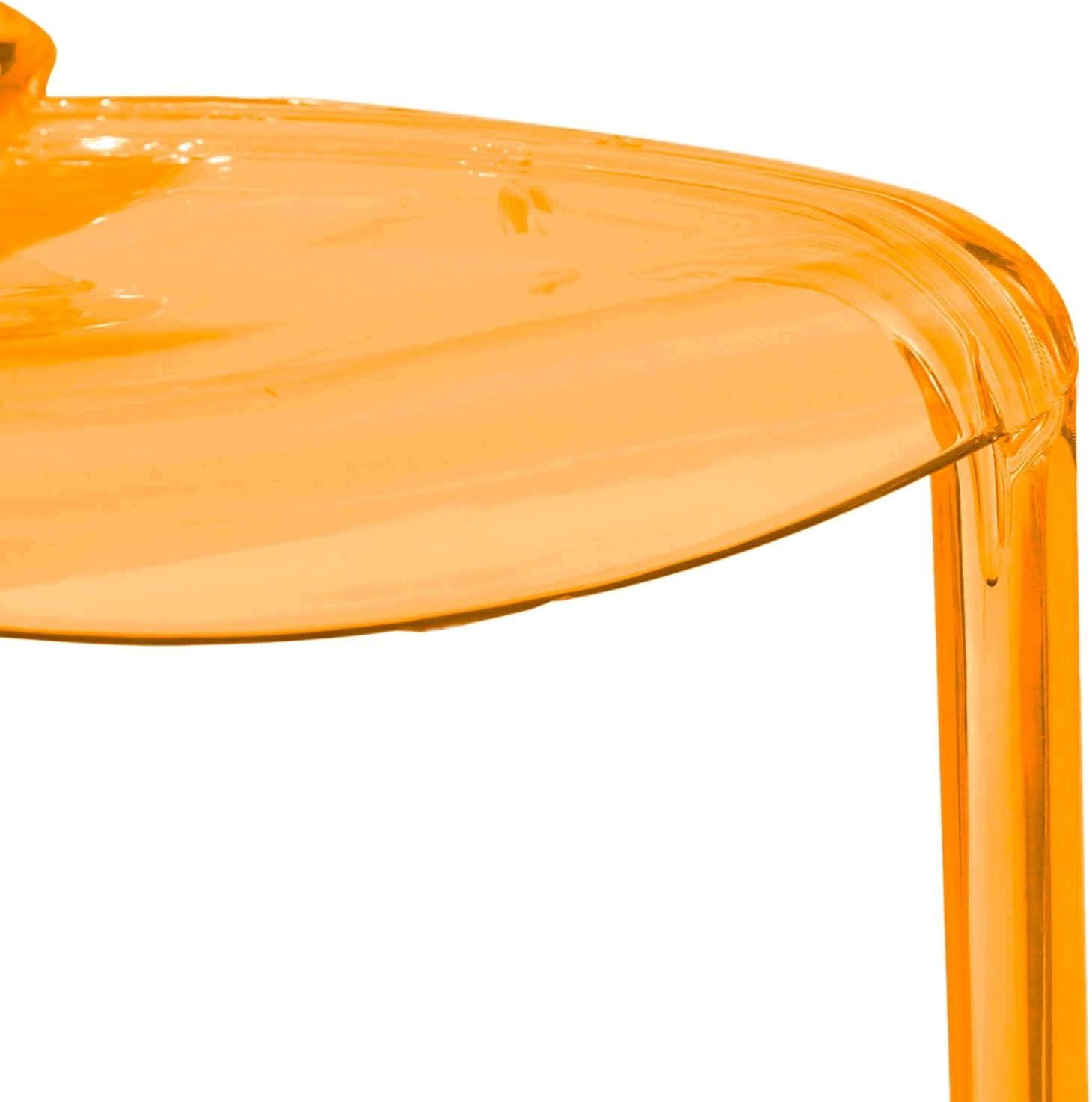 LeisureMod Murray Waterfall Edge Design Acrylic Dining Chair in Transparent Orange