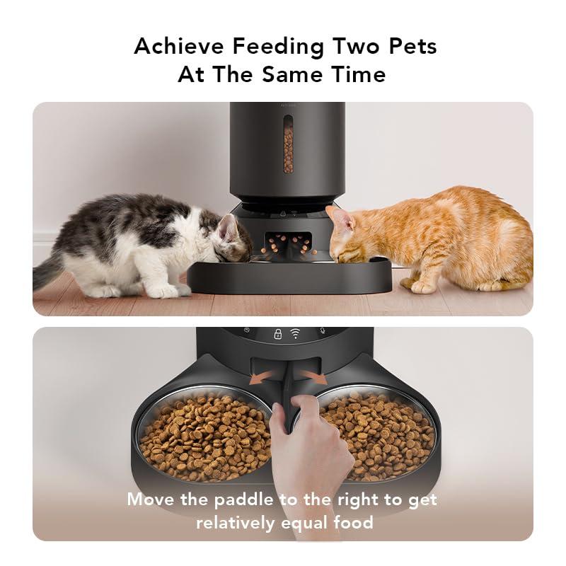 PETLIBRO Automatic Cat Feeder, WiFi Connected, Adjustable Meal Splitter, Fresh Food Storage, Multiple Pet Use, Stainless Steel