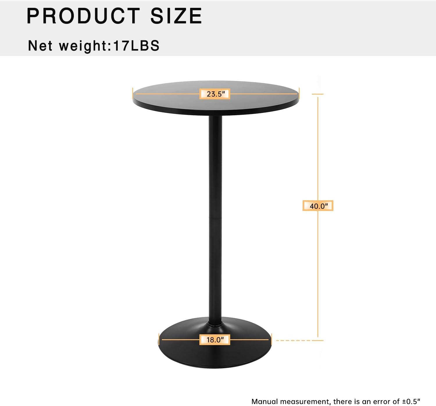 FDW Modern Round Pub Hydraulic Dining Room Home Kitchen Bar Top Tall Table, Black