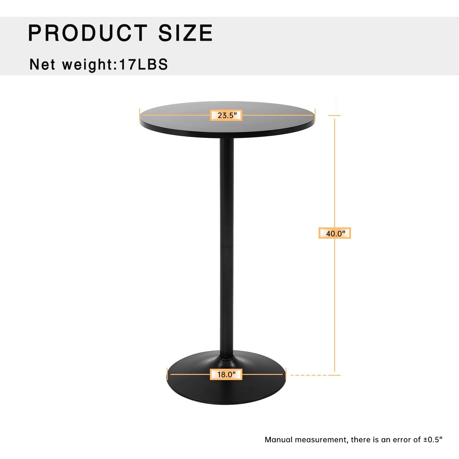 FDW Modern Round Pub Hydraulic Dining Room Home Kitchen Bar Top Tall Table, Black