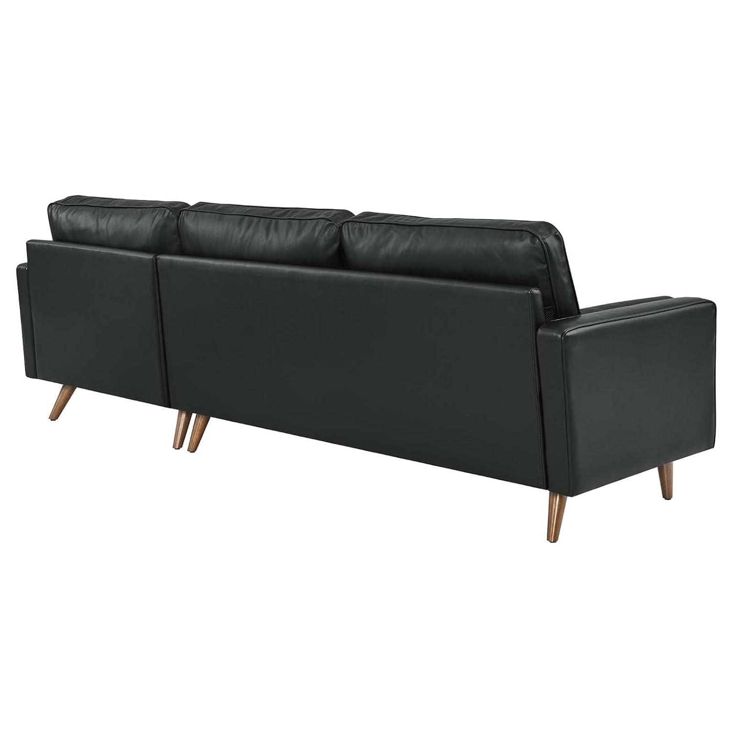 Valour 98" Leather Sectional Sofa Black