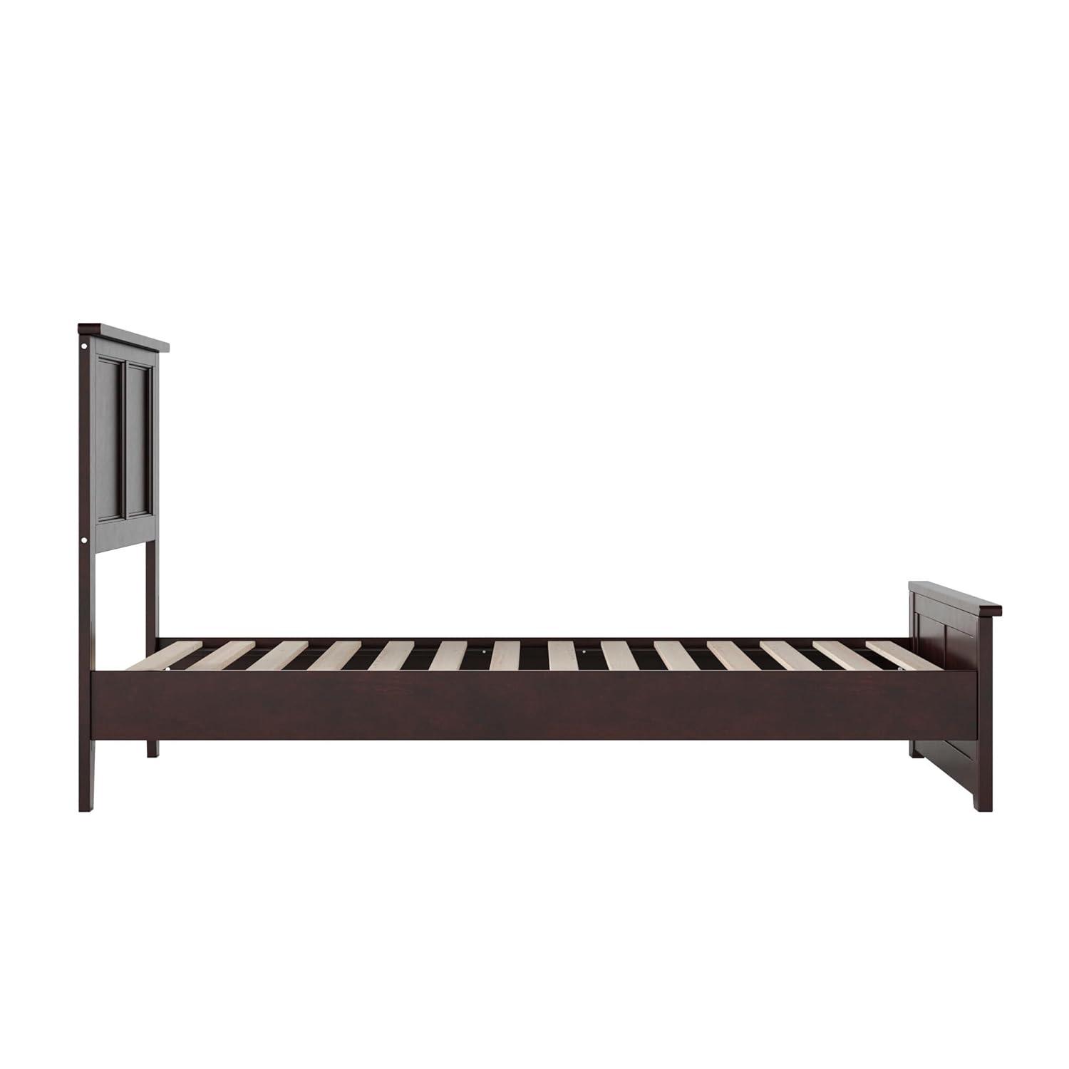 AFI Charlotte Cama con Plataforma de Perfil Bajo de Madera Maciza con Pie de Cama a Juego, Espresso