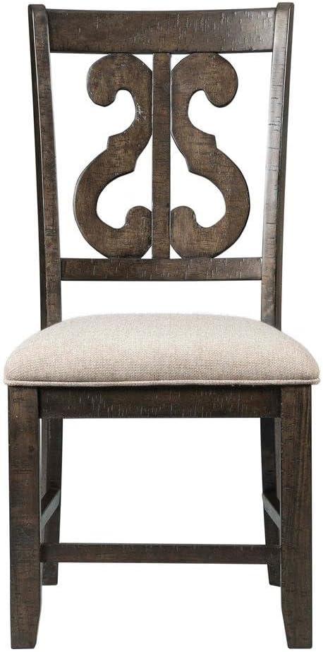Stanford Wooden Swirl Back Chair Brown - Picket House Furnishings: Mid-Century Modern, Upholstered Seat