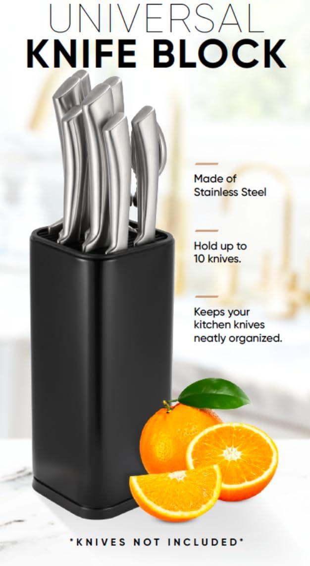 Dura Living Dura Living Universal Knife Block Holder, Stainless Steel Organizer, Space-Saving Storage Stand
