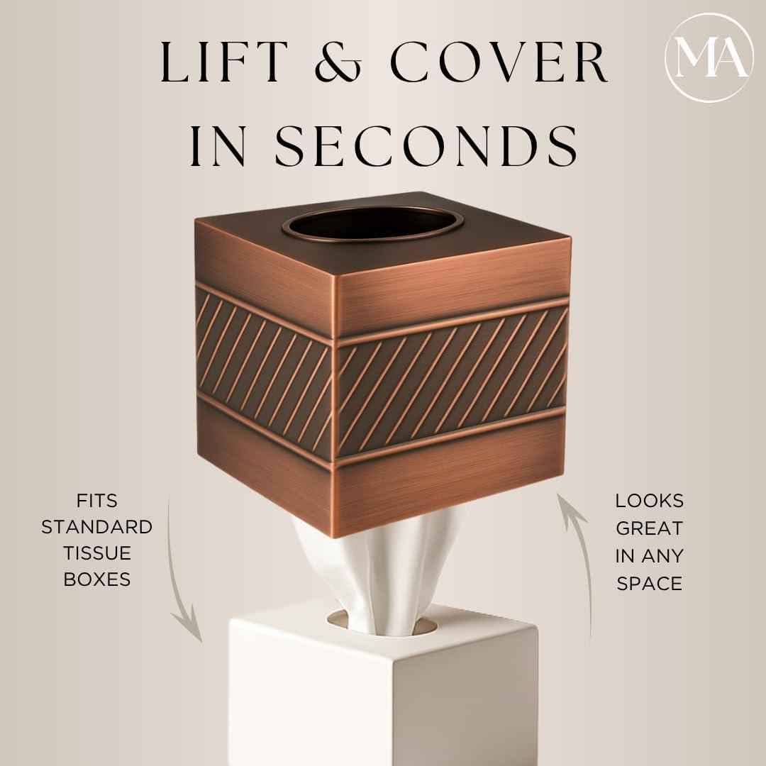 Monarch Abode Geometric Embossed Metal Tissue Box Cover