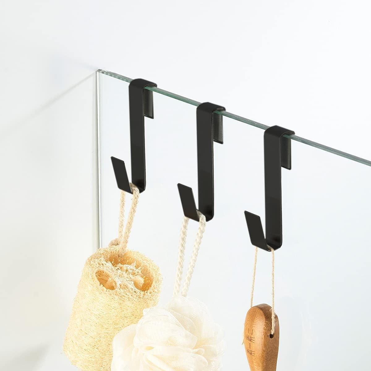 Matte Black Stainless Steel Over Glass Door Hook Set
