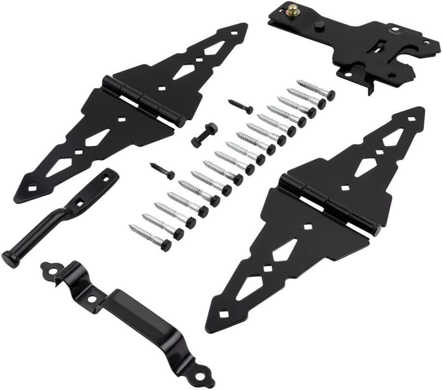 Black Heavy Duty Gate Kit with Strap Hinges and Latch