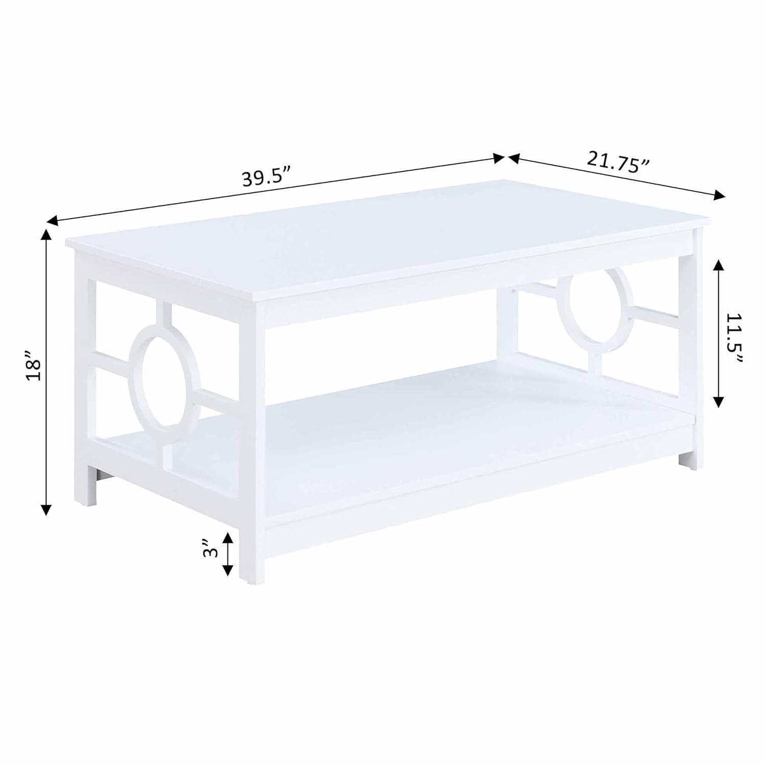 Convenience Concepts Ring Contemporary Coffee Table in White Wood Finish