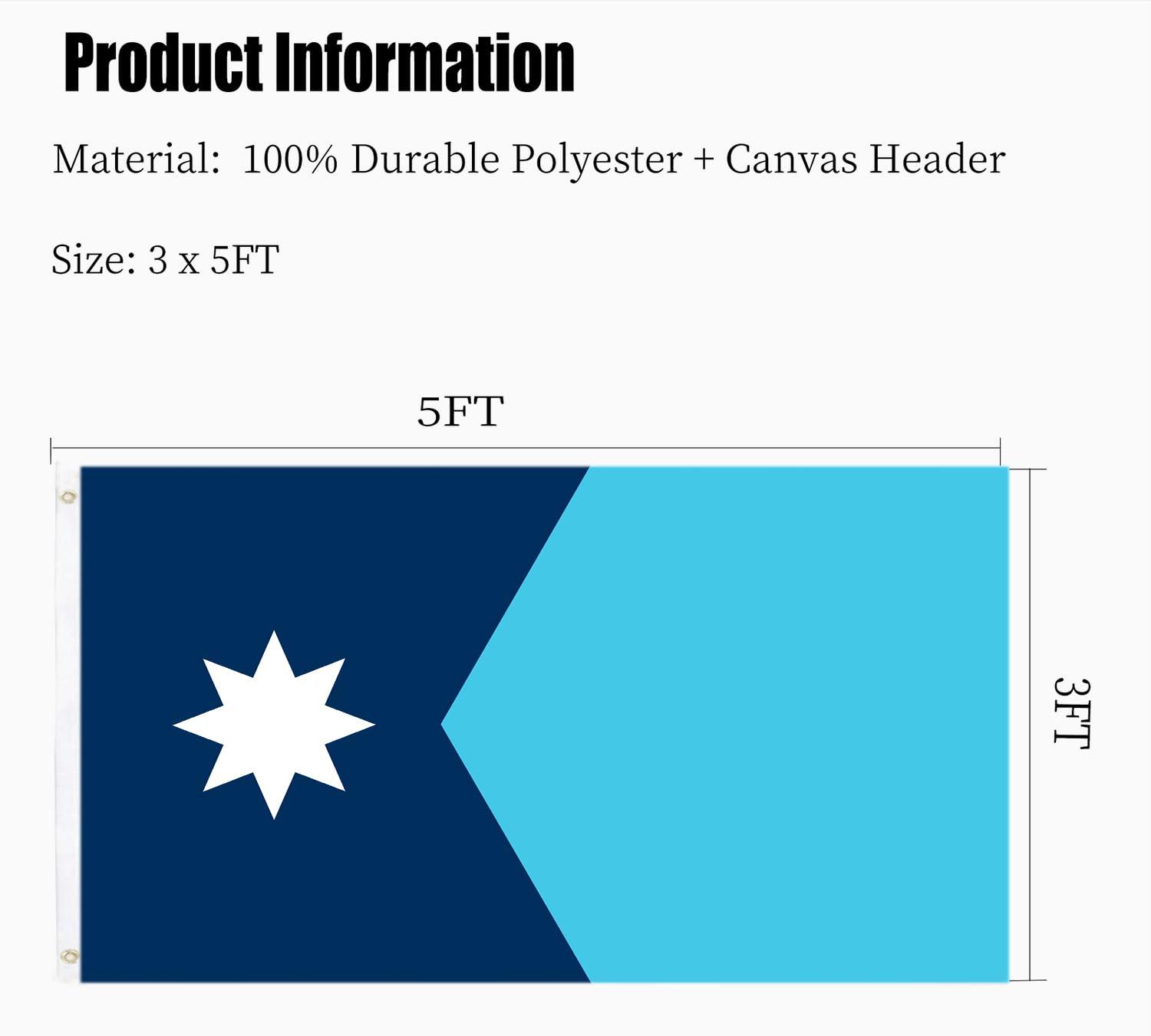 New Minnesota State Flag 3x5 Outdoor MN Flag 2 Rows Stitched Edge Canvas Header with 2 Brass Grommets