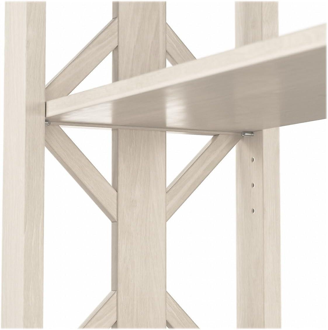 Homestead Console Table with Shelves in Linen White Oak - Engineered Wood