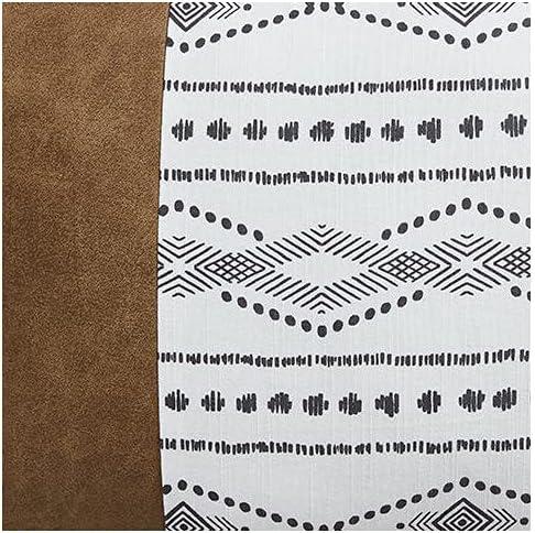 Lanston Rectangular Embroidered Faux Leather Pillow in Caramel White and Black