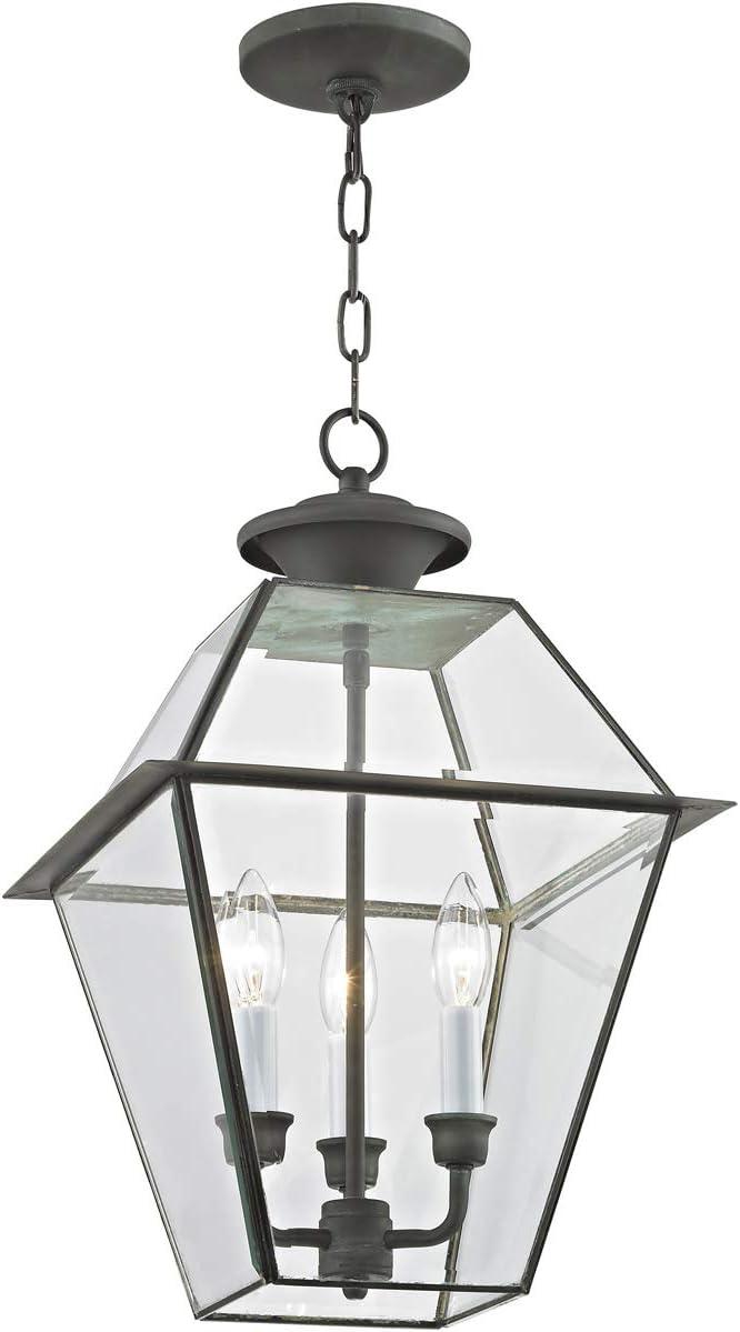 Charcoal Brushed Nickel 3-Light Outdoor Island Pendant with Clear Beveled Glass