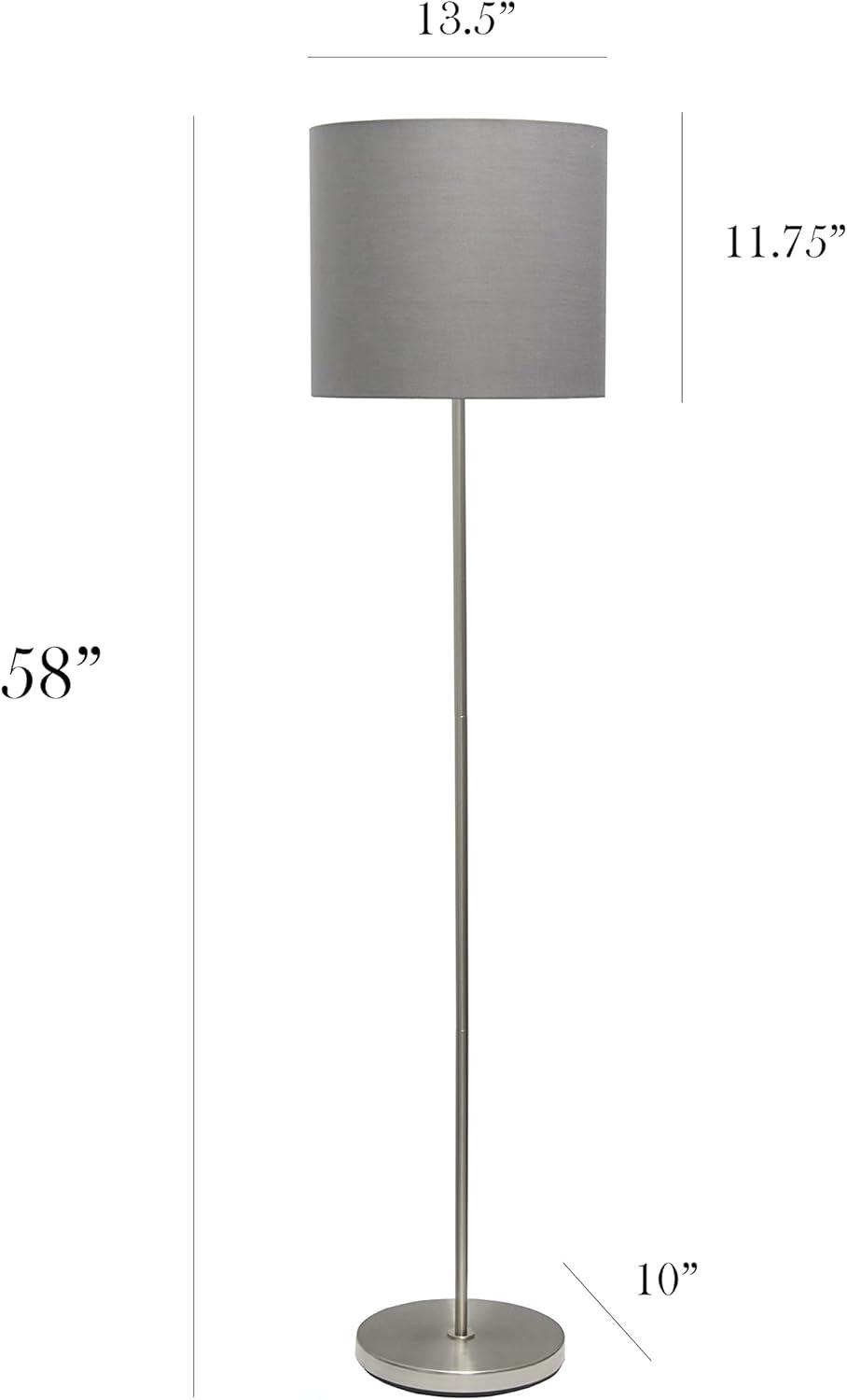 57" Gray Brushed Nickel Drum Shade Floor Lamp