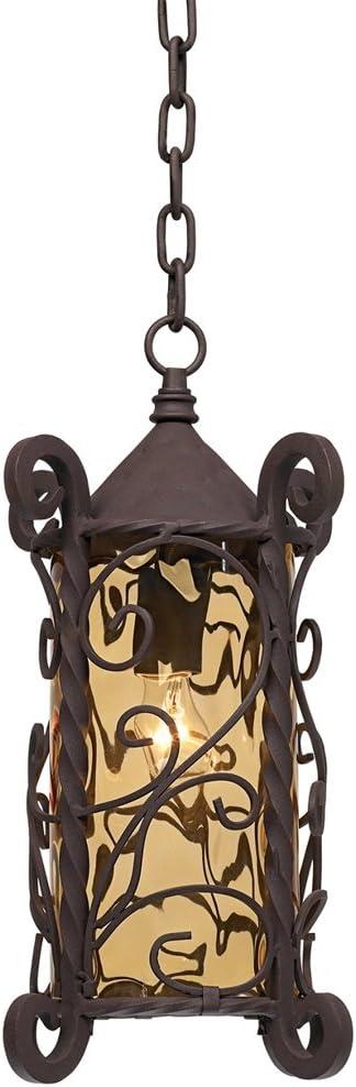 Seville Bronze Finish Outdoor Pendant Light with Champagne Glass