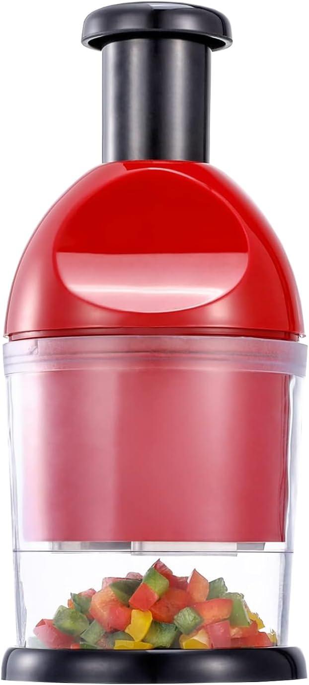 Red Manual Hand-Slap Vegetable and Food Chopper