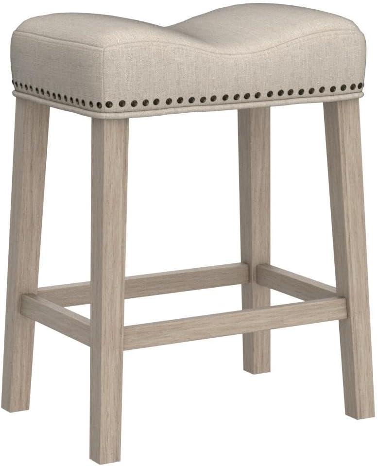 Roundhill Furniture 25.5" CoCo Counter Height Upholstered Stool, Tan, Set of 2