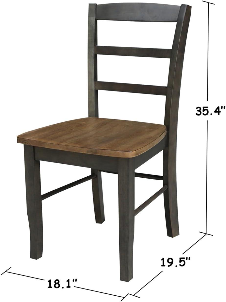 Set of 2 Hickory Washed Coal High Ladderback Side Chairs