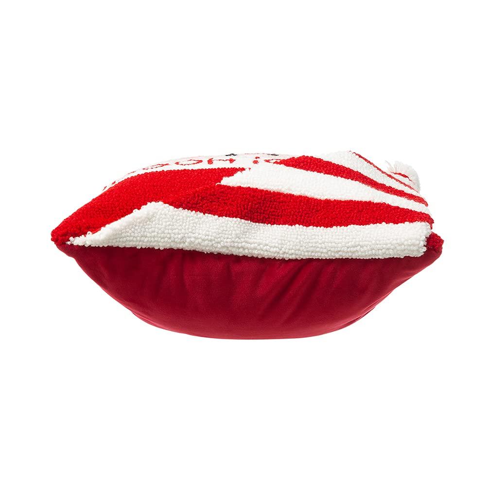 13.75" Red and White Unique Hooked 3D Snowman Pillow