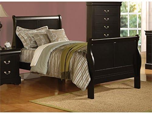 85" Full Bed Louis Philippe Bed Black - Acme Furniture: Linen Upholstery, Wood Frame, Finials Design