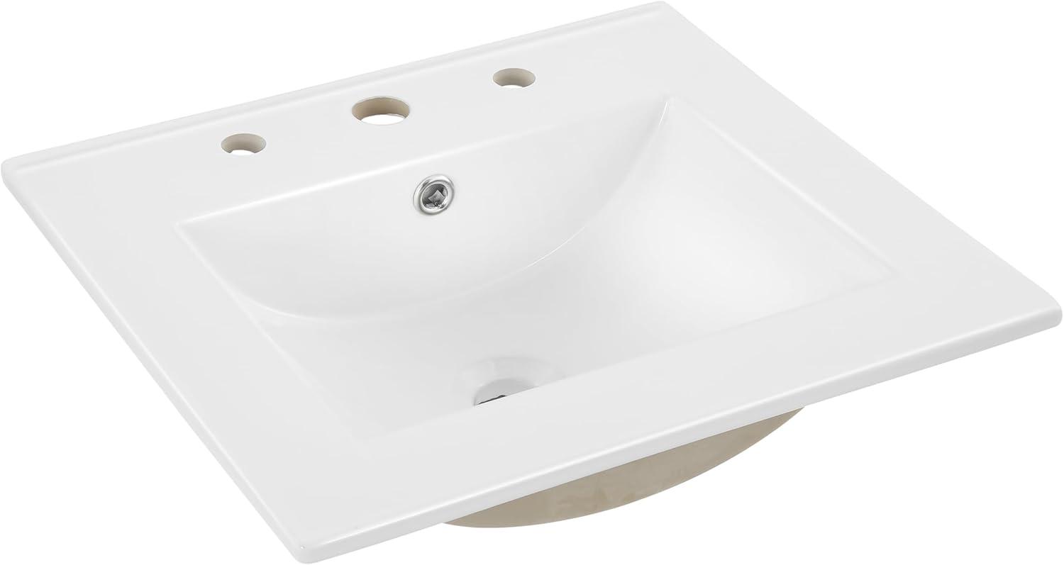 Ancillary 3-Hole 20" Classic Contemporary Rectangular Ceramic Single Sink Basin Vanity Top