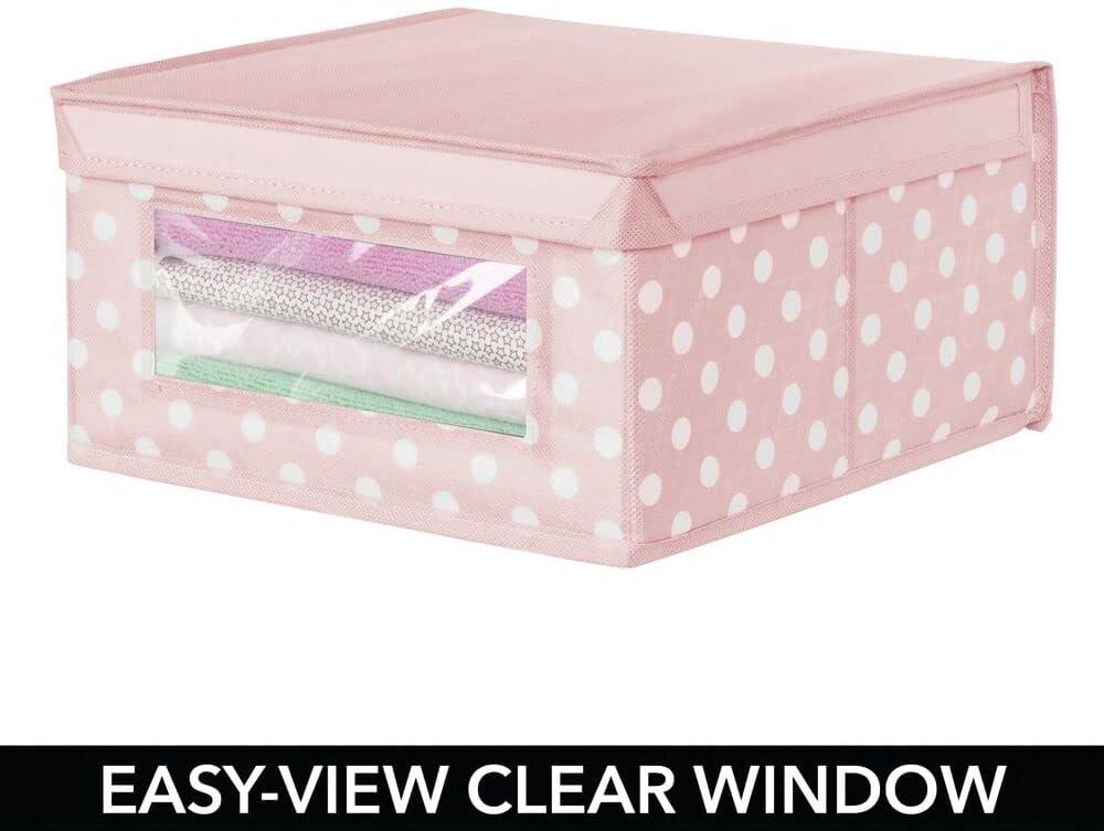 mDesign Medium Fabric Nursery Box with Lid/Window