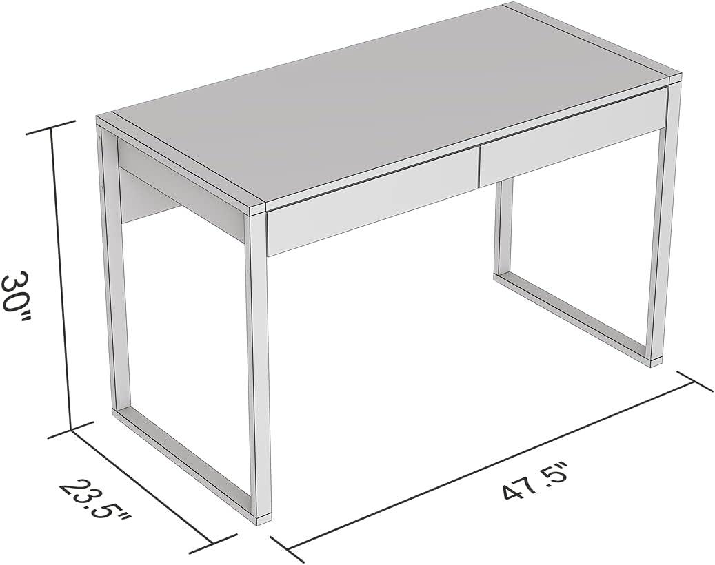 Safdie & Co. 47"L 2-Drawers Black Metal Computer Desk in Dark Grey