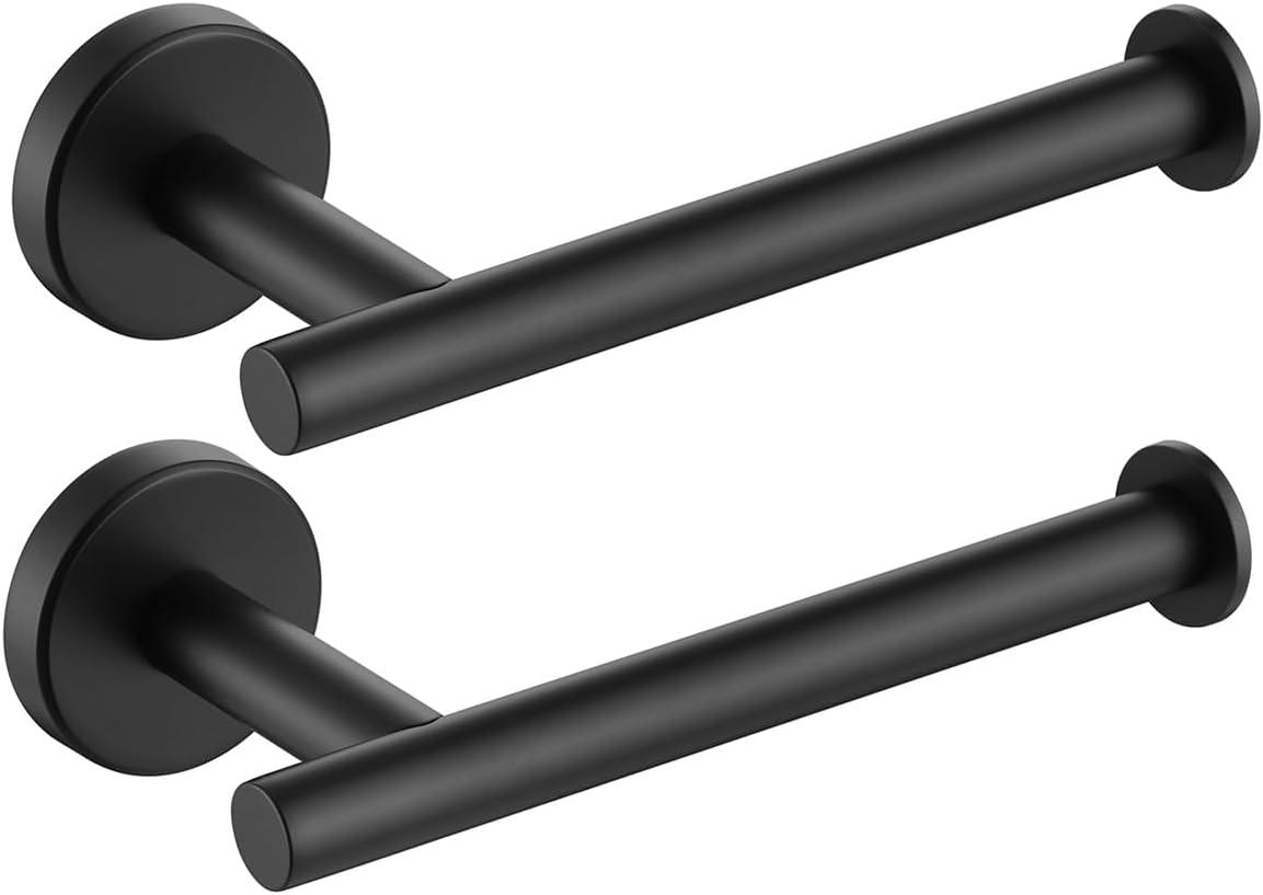 JQK Black Toilet Paper Holder, 5 Inch 304 Stainless Steel Thick 0.8mm Tissue Paper Dispenser, Matte Black Wall Mount, 2 Pack, TPH120-PB-P2