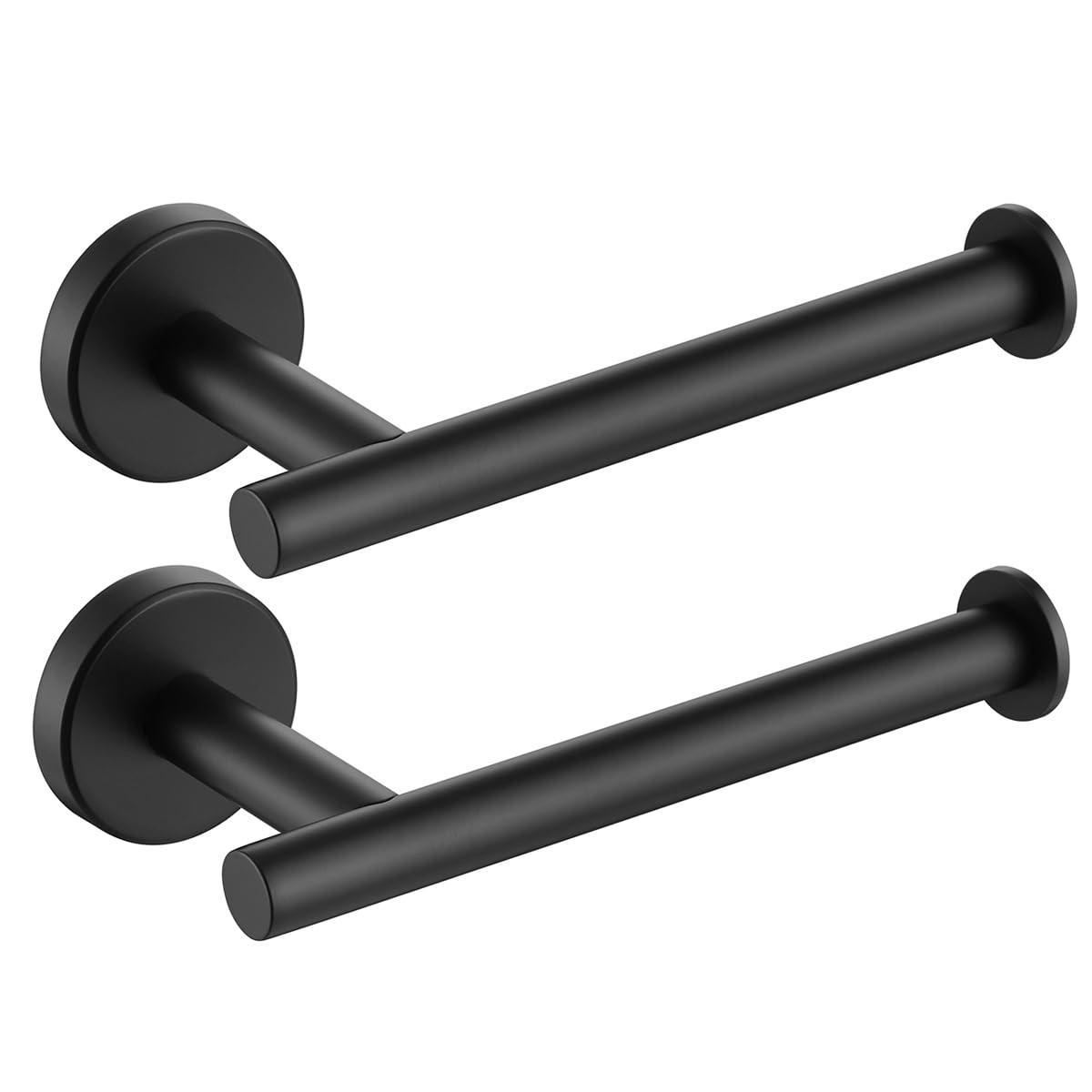 JQK Black Toilet Paper Holder, 5 Inch 304 Stainless Steel Thick 0.8mm Tissue Paper Dispenser, Matte Black Wall Mount, 2 Pack, TPH120-PB-P2