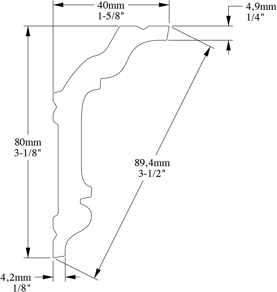 High Impact 1-5/8 in x 3-1/8 in x 78-3/4 inCrown