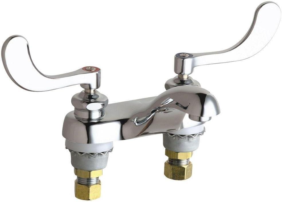 Commercial Chrome 4" Centerset Lavatory Faucet with Dual Lever Handles