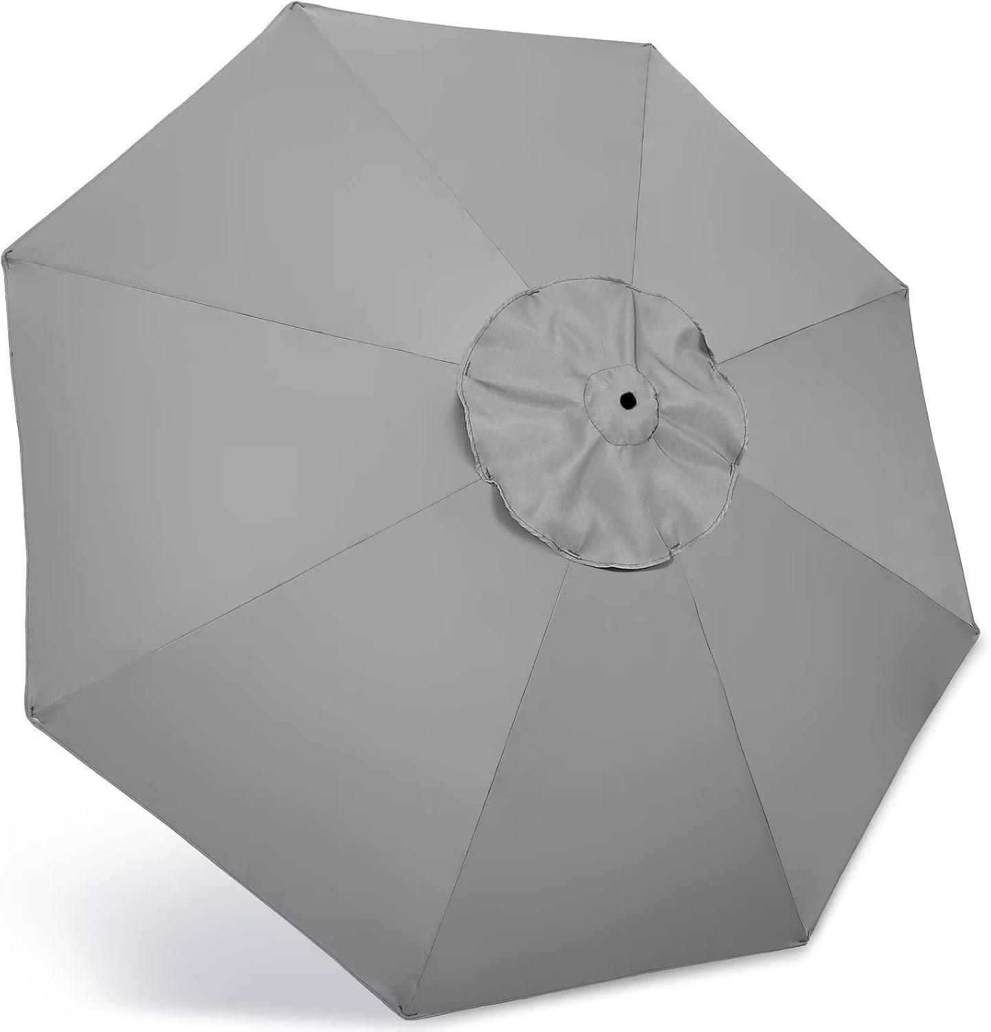 Gray 9FT UV-Resistant Polyester Patio Umbrella Canopy