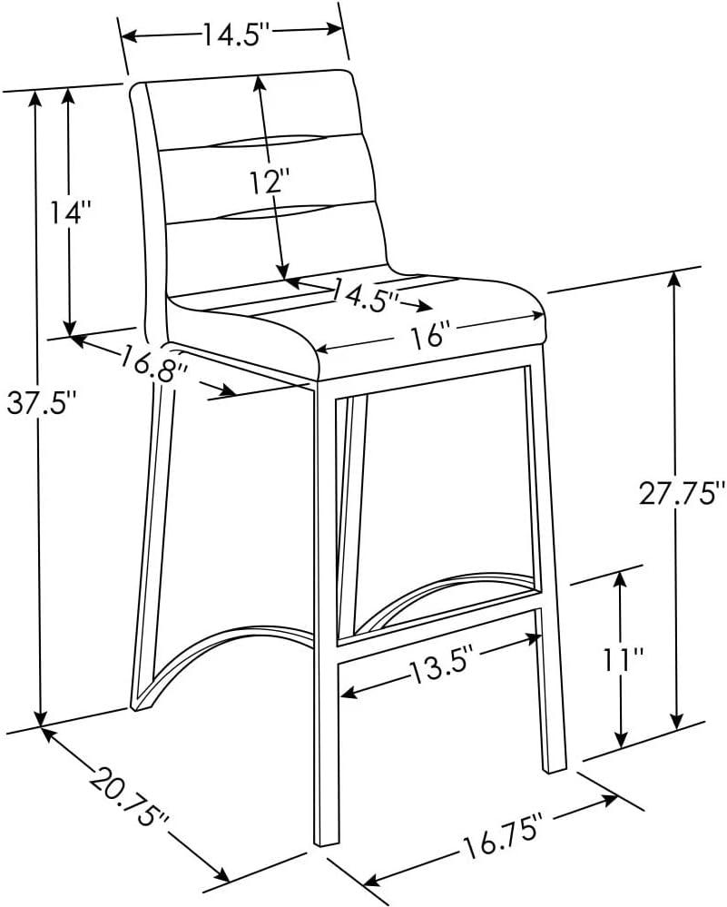 Gray Faux Leather and Metal Counter Height Bar Stool