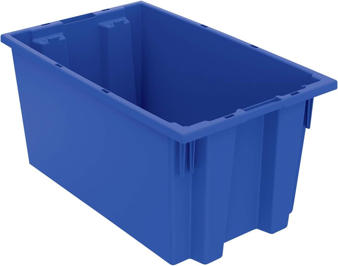 Blue 18-Inch Plastic Nest and Stack Storage Tote