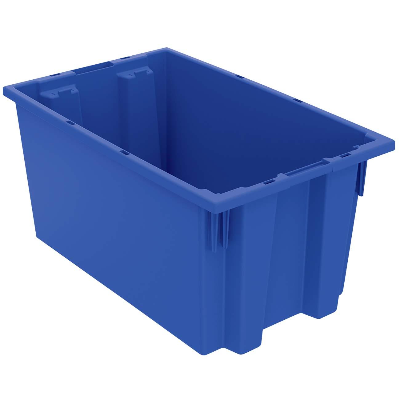 Blue 18-Inch Plastic Nest and Stack Storage Tote