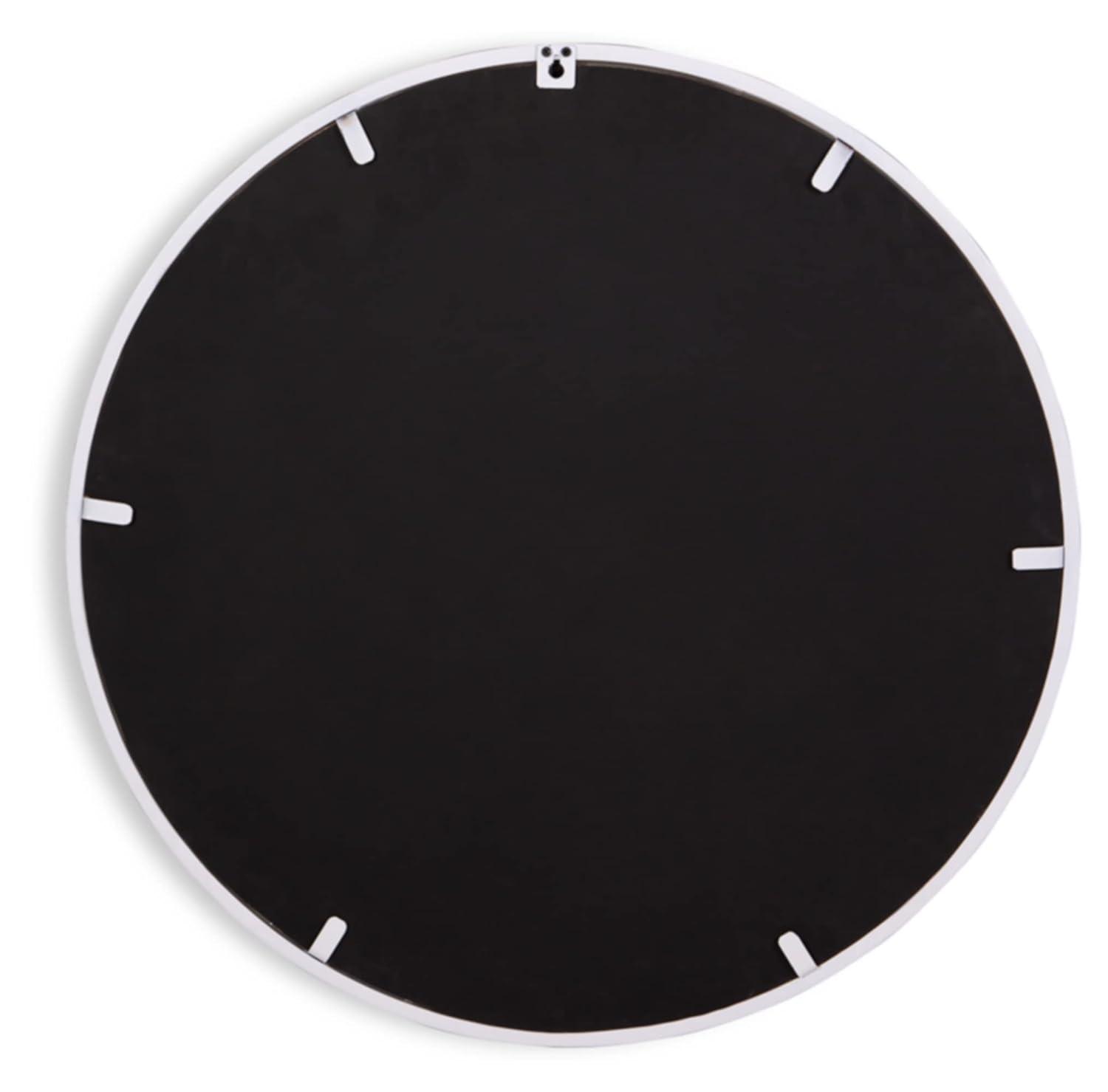 32" White Round Contemporary Metal Wall Mirror