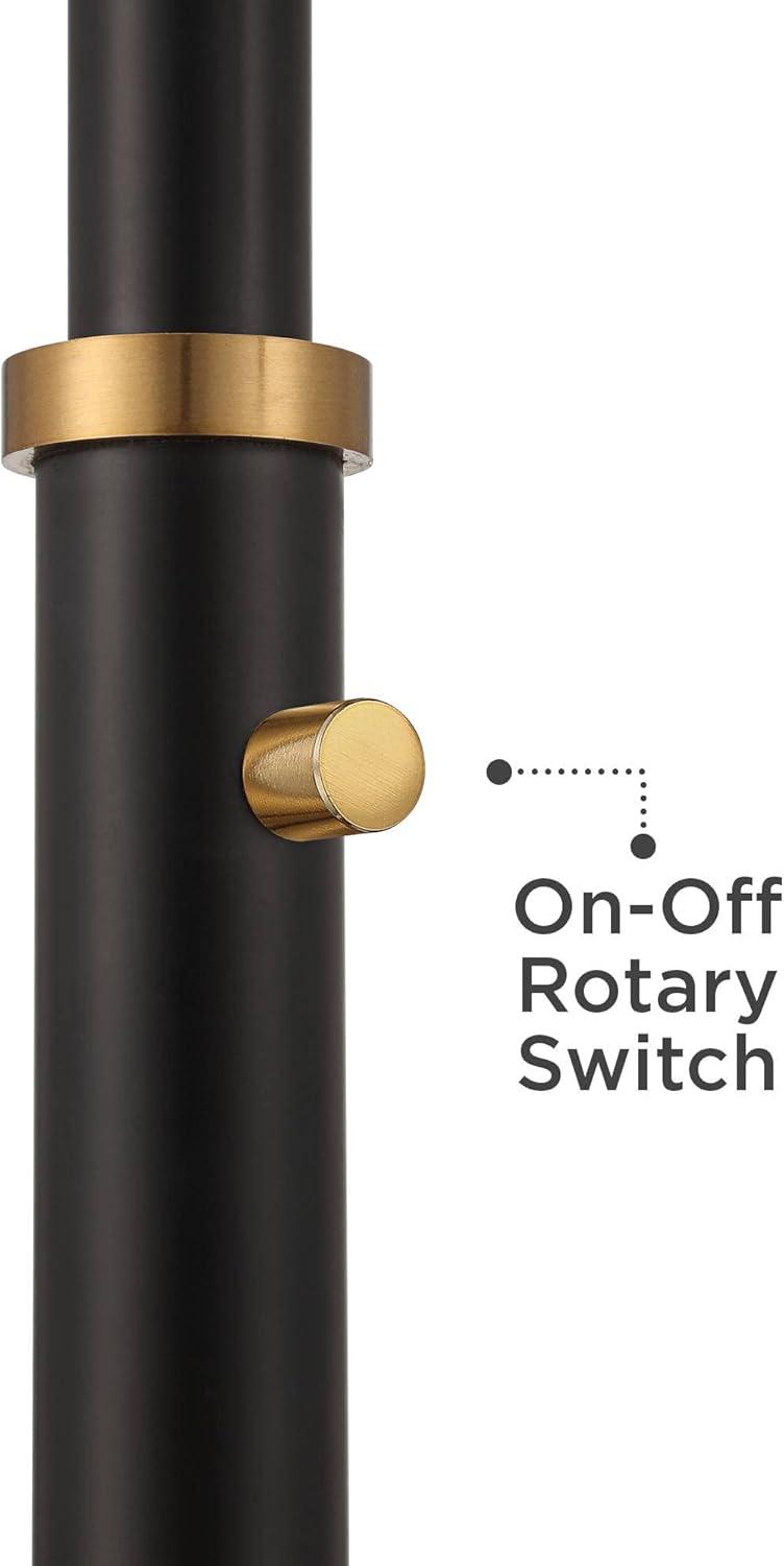 Possini Euro Design Quatro Mid Century Modern Tree Floor Lamp 71" Tall Black Gold Metal 4 Light Frosted Glass Cone Shade for Living Room Bedroom House