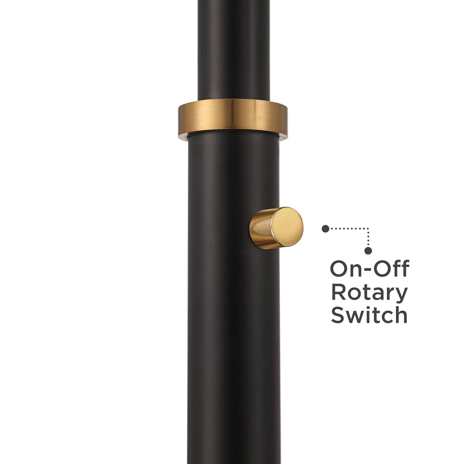 Possini Euro Design Quatro Mid Century Modern Tree Floor Lamp 71" Tall Black Gold Metal 4 Light Frosted Glass Cone Shade for Living Room Bedroom House