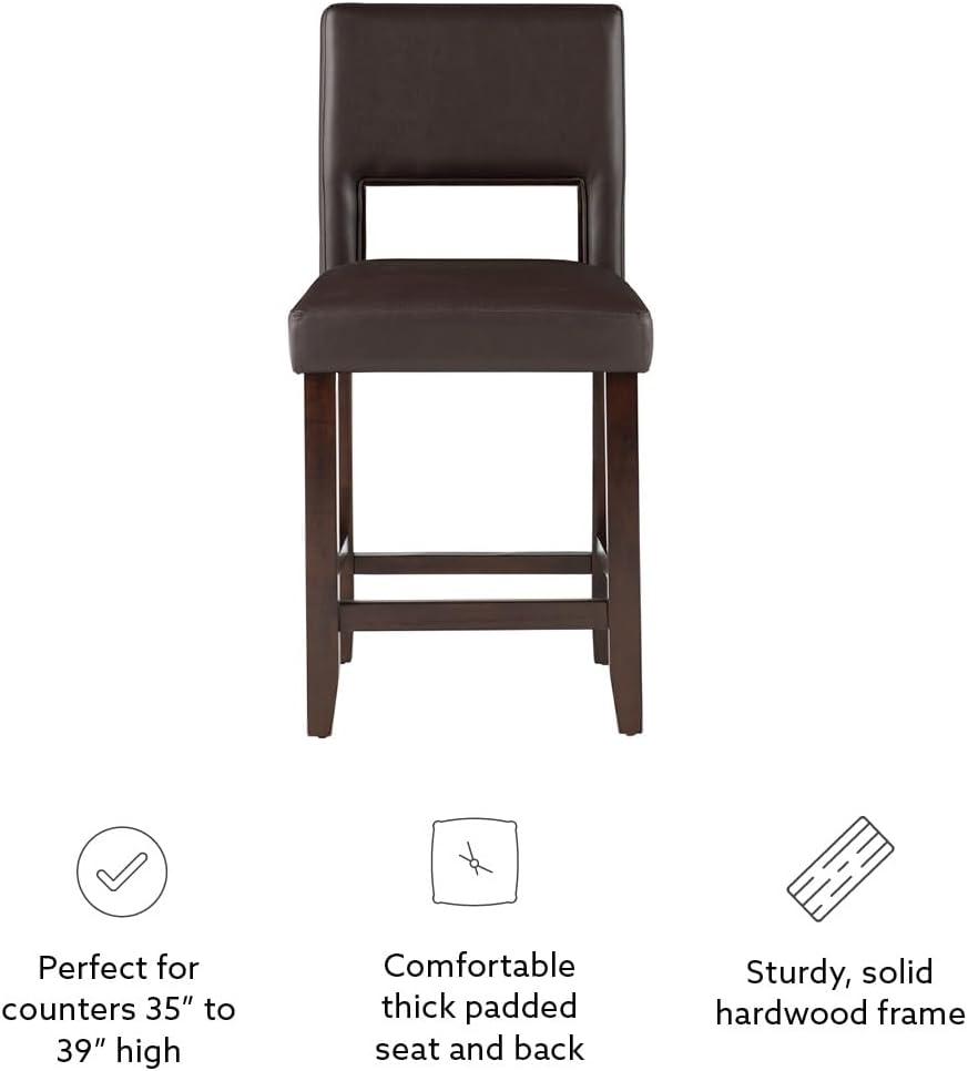 24" Vega Padded Counter Height Barstool with Ergonomic Footrest & Espresso Finish - Linon