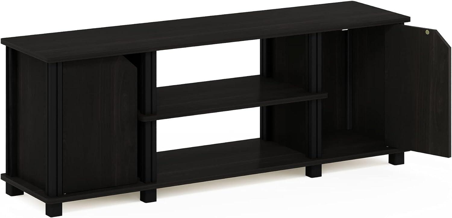 Furinno Brahms TV Stand with Shelves and Storage, Espresso/Black