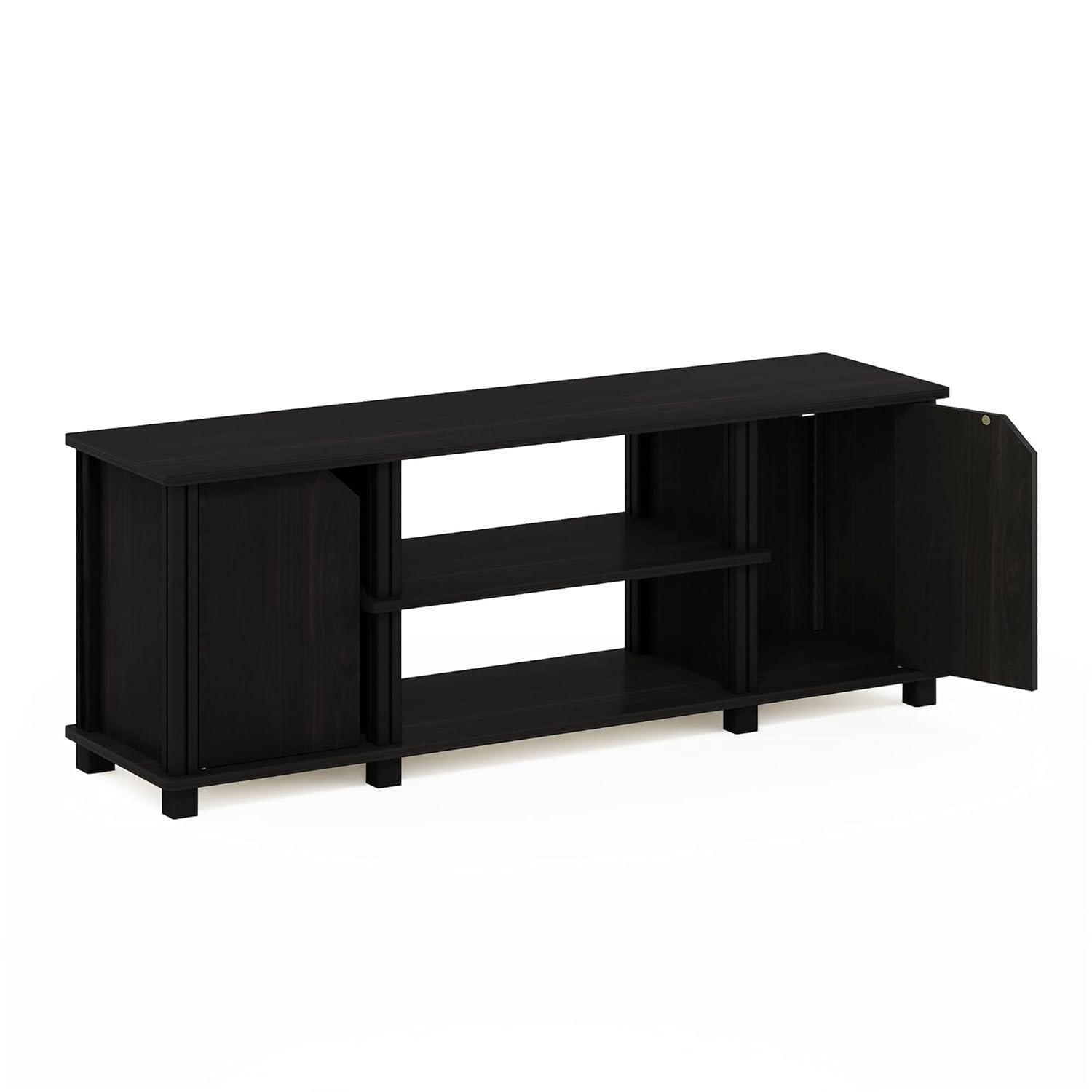 Furinno Brahms TV Stand with Shelves and Storage, Espresso/Black