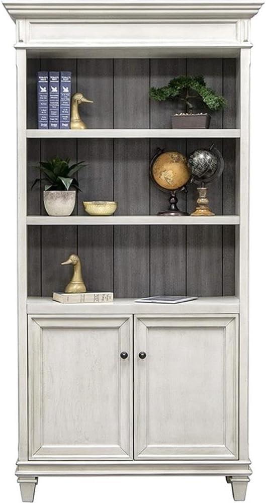 Hartford Wood Bookcase With Doors Storage Cabinet Office Shelves White