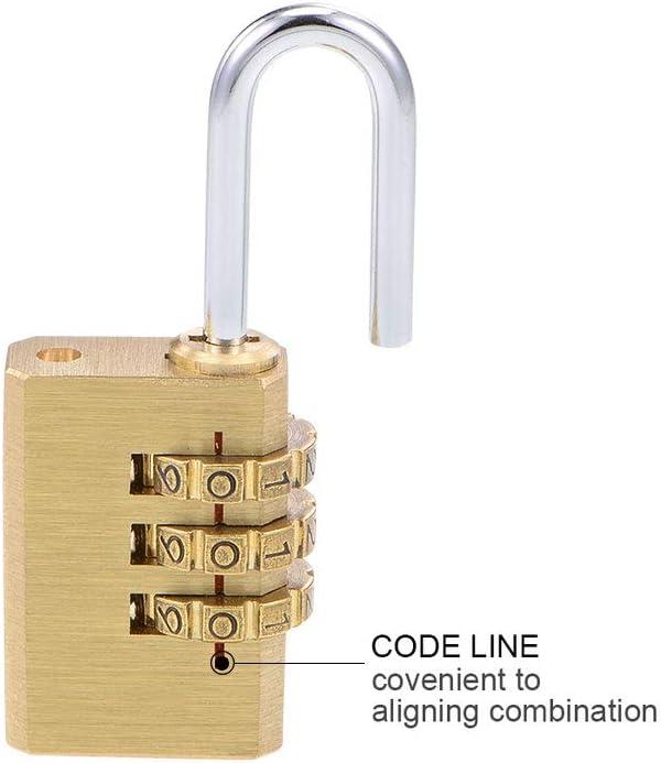 uxcell 3 Digit Combination Padlock Brass Locks 3mm Shackle Diameter for Gym Locker Fence Suitcase Travel Outdoor
