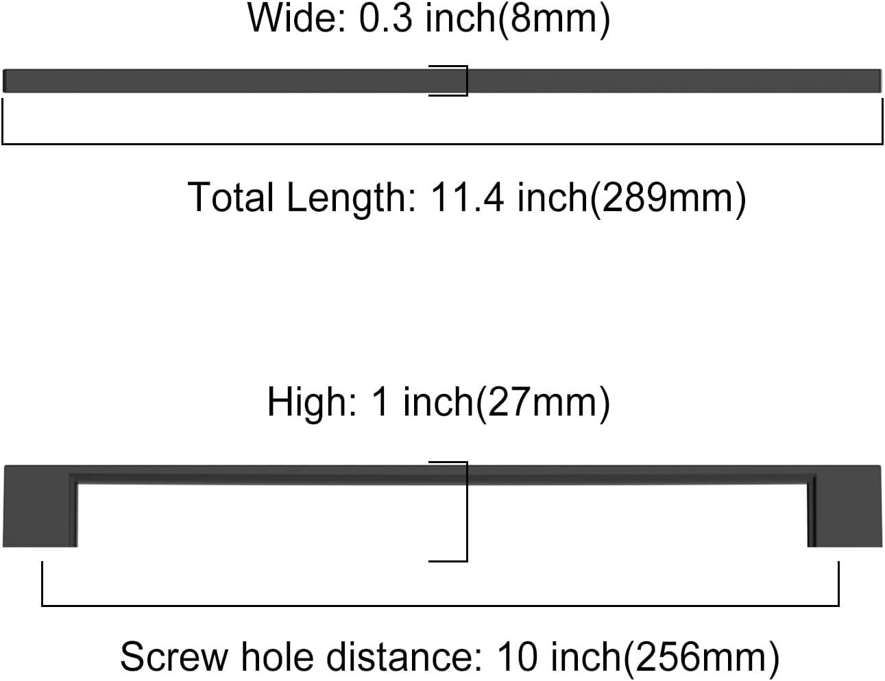 Asidrama 10 Pack 10 Inch(256mm) Matte Black Kitchen Cabinet Handles, Cabinet Pulls Kitchen Cabinet Hardware for Cupboard Drawer Pulls