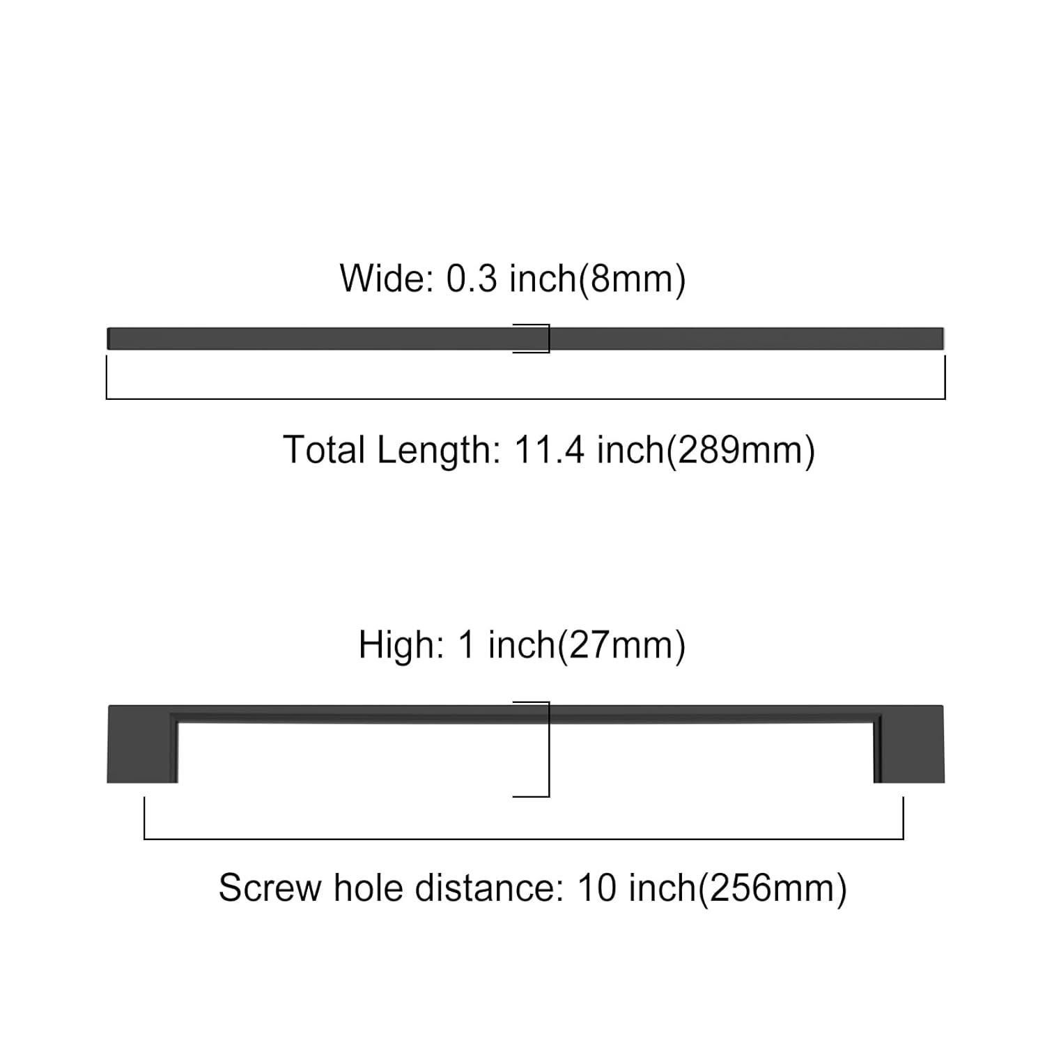 Asidrama 10 Pack 10 Inch(256mm) Matte Black Kitchen Cabinet Handles, Cabinet Pulls Kitchen Cabinet Hardware for Cupboard Drawer Pulls