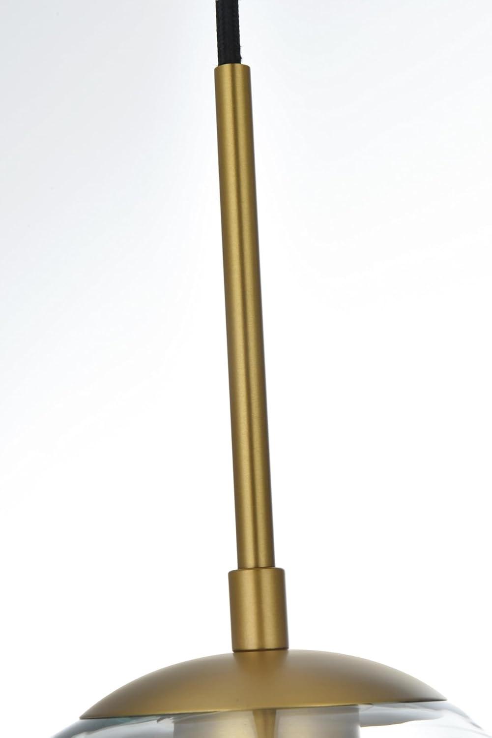 Elegant Lighting Baxter 3 Lights Brass Pendant With Clear Glass