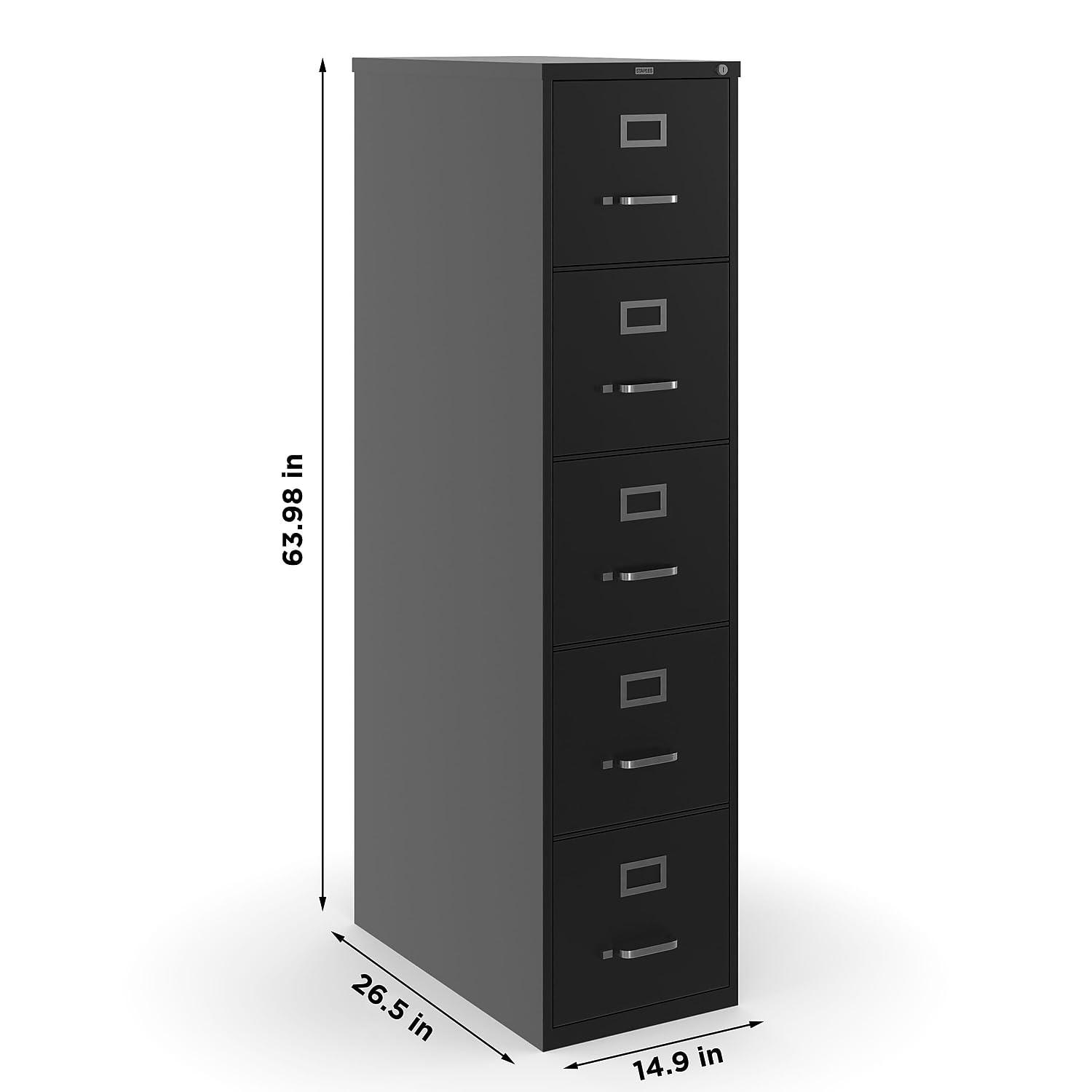 Black Steel 5-Drawer Lockable Vertical Filing Cabinet