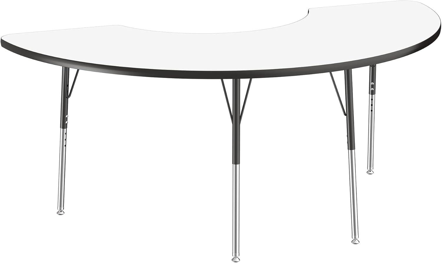 36" x 72" Half Moon T-Mold Activity Table with Adjustable Legs