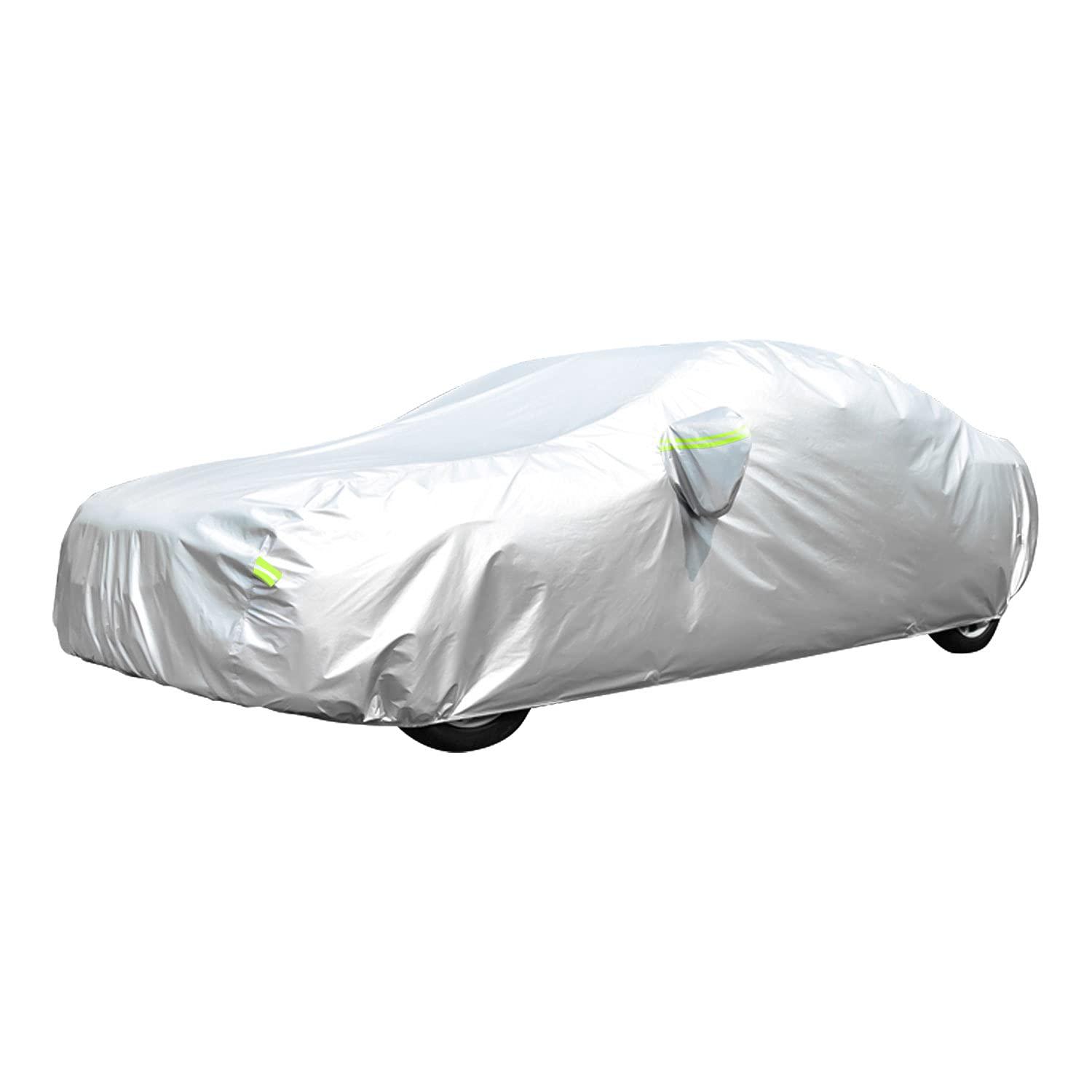 Car Cover, GORDITA Car Covers Waterproof All Weather Snowproof Windproof Scratch Resistant Outdoor UV Protection with 6 Reflective Strips, Size 3XL Universal Fit for Sedan (Up to 193")