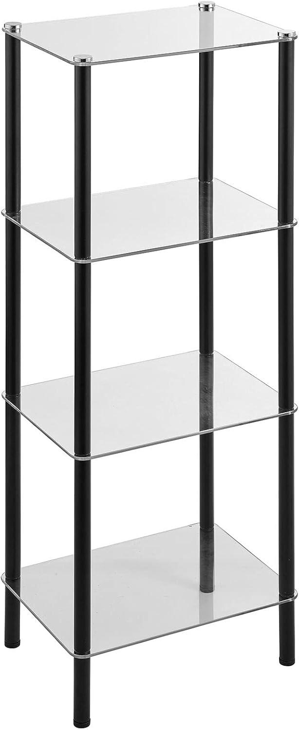 mDesign mDesign Metal/Glass Tiered Storage Tower with Open Glass Shelves